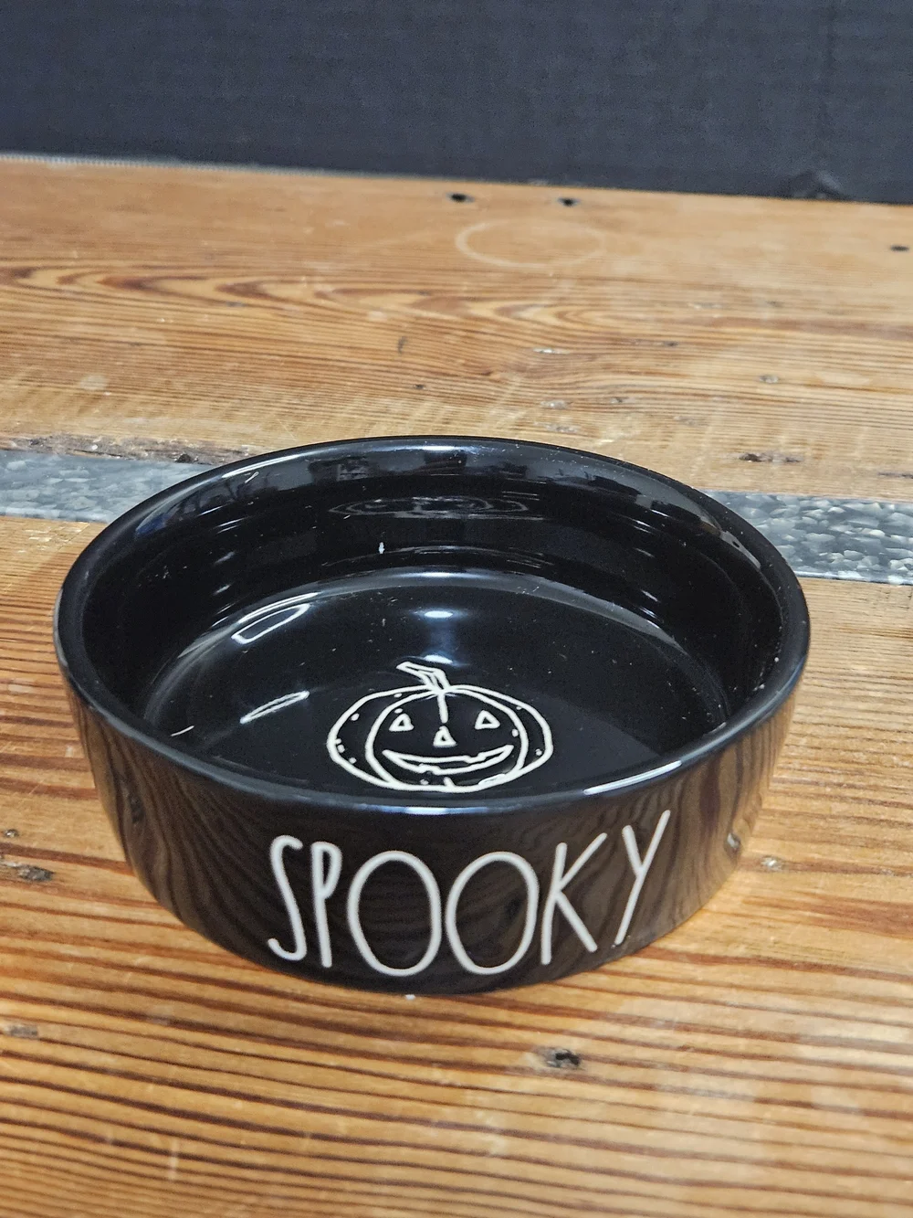 Rae Dunn Spooky Black Ceramic Pet Bowl